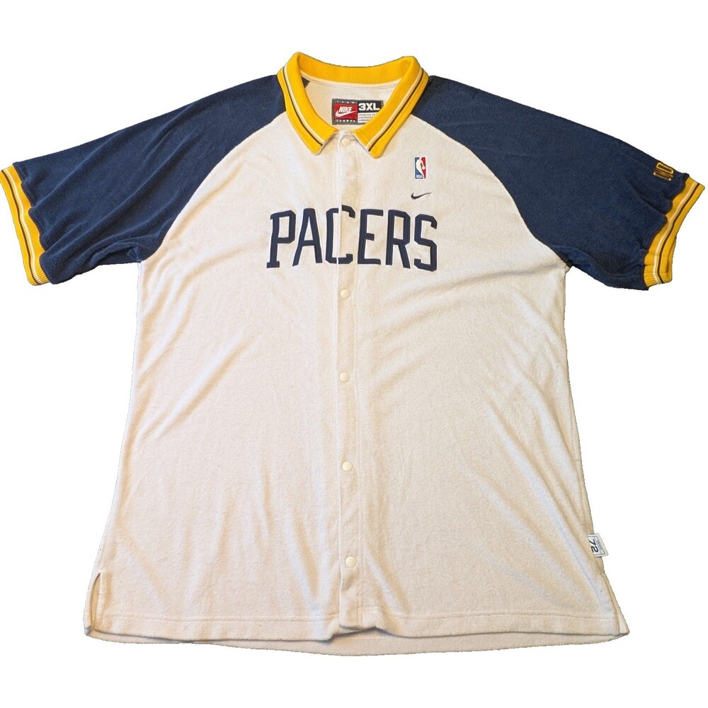 Nike Indiana Pacers NBA Team Sports Warm Up Shooting Shirt Snap Front 3XL vtg
